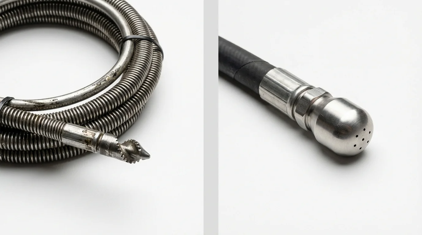 Drain snake cable and hydro jetting nozzle used for drain cleaning in Sultan, WA