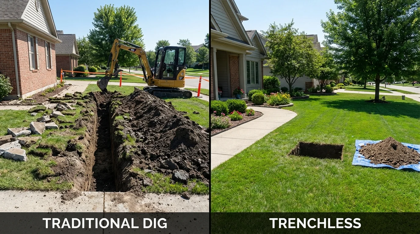 Trenchless sewer repair with minimal yard damage versus traditional excavation in Sultan, WA